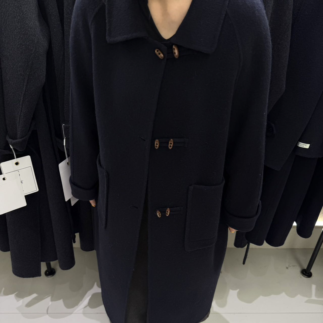 7936#韩版休闲百搭中长款气质双面羊毛大衣