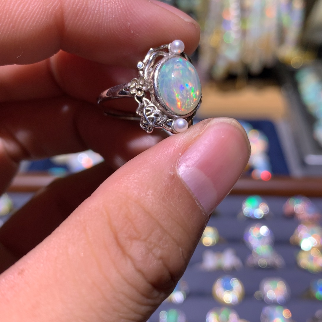 欧泊银S925镶嵌欧泊戒指