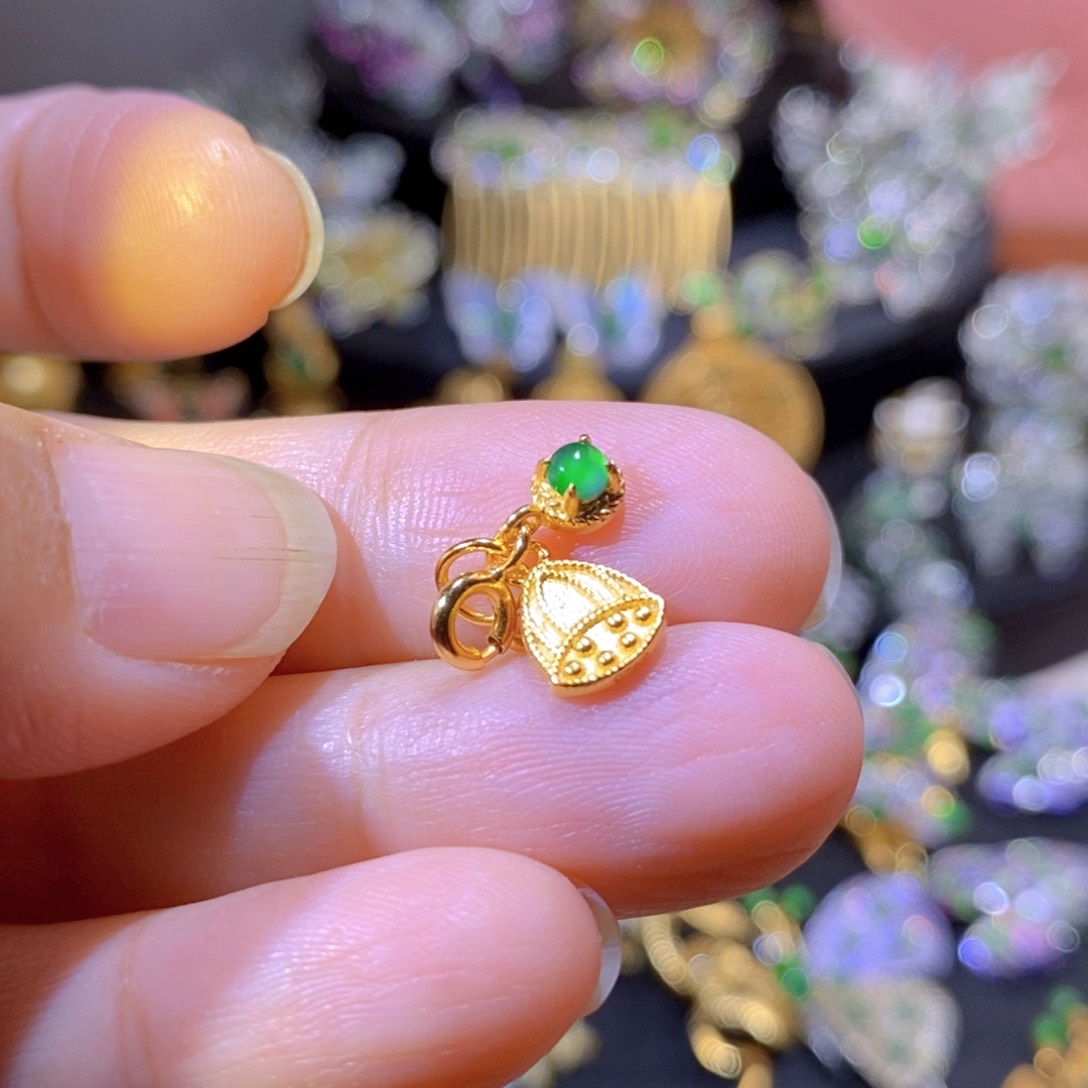 吊坠(不含链)银S925镶嵌翡翠