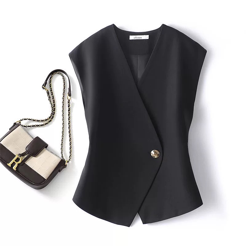 B19马甲外穿小个子背心春夏新款时尚百搭上衣气质显瘦不规则西装