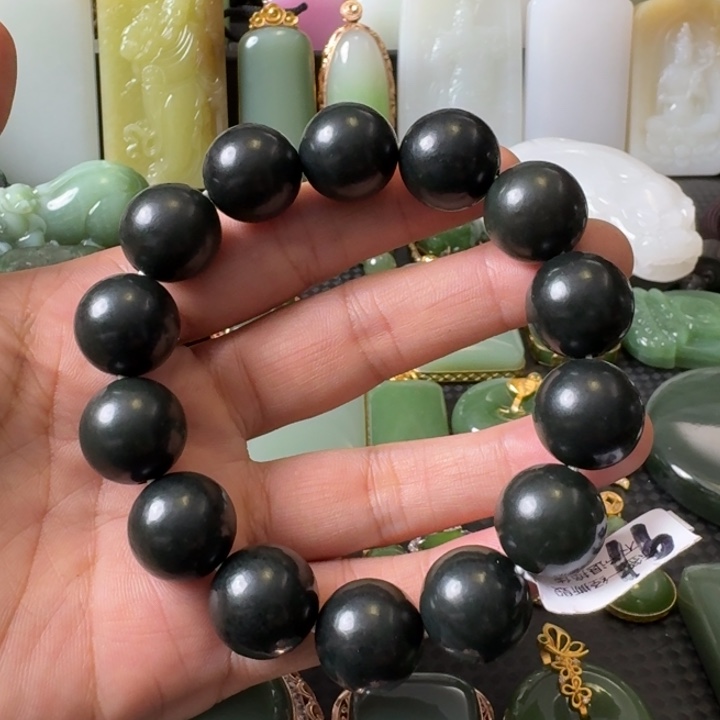 匠***心颈饰未镶嵌和田玉黑青卡16