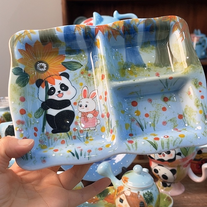 不锈钢景德镇釉下手绘陶瓷 