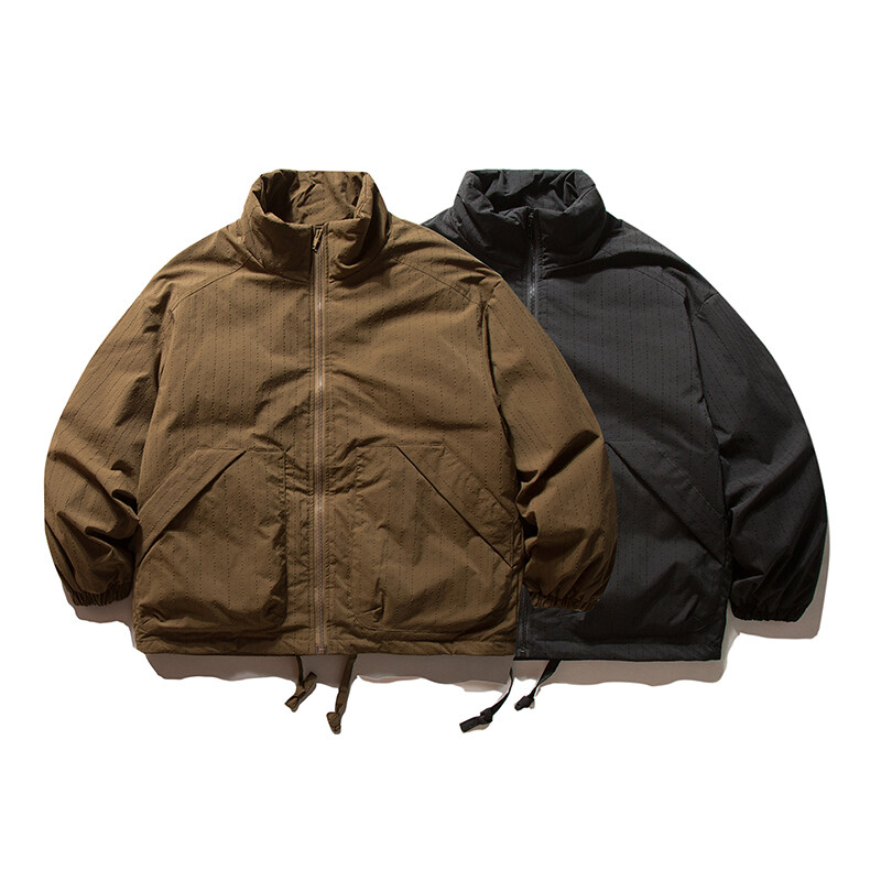 YR130冬季保暖日系简约情侣百搭复古宽松立领羽绒服