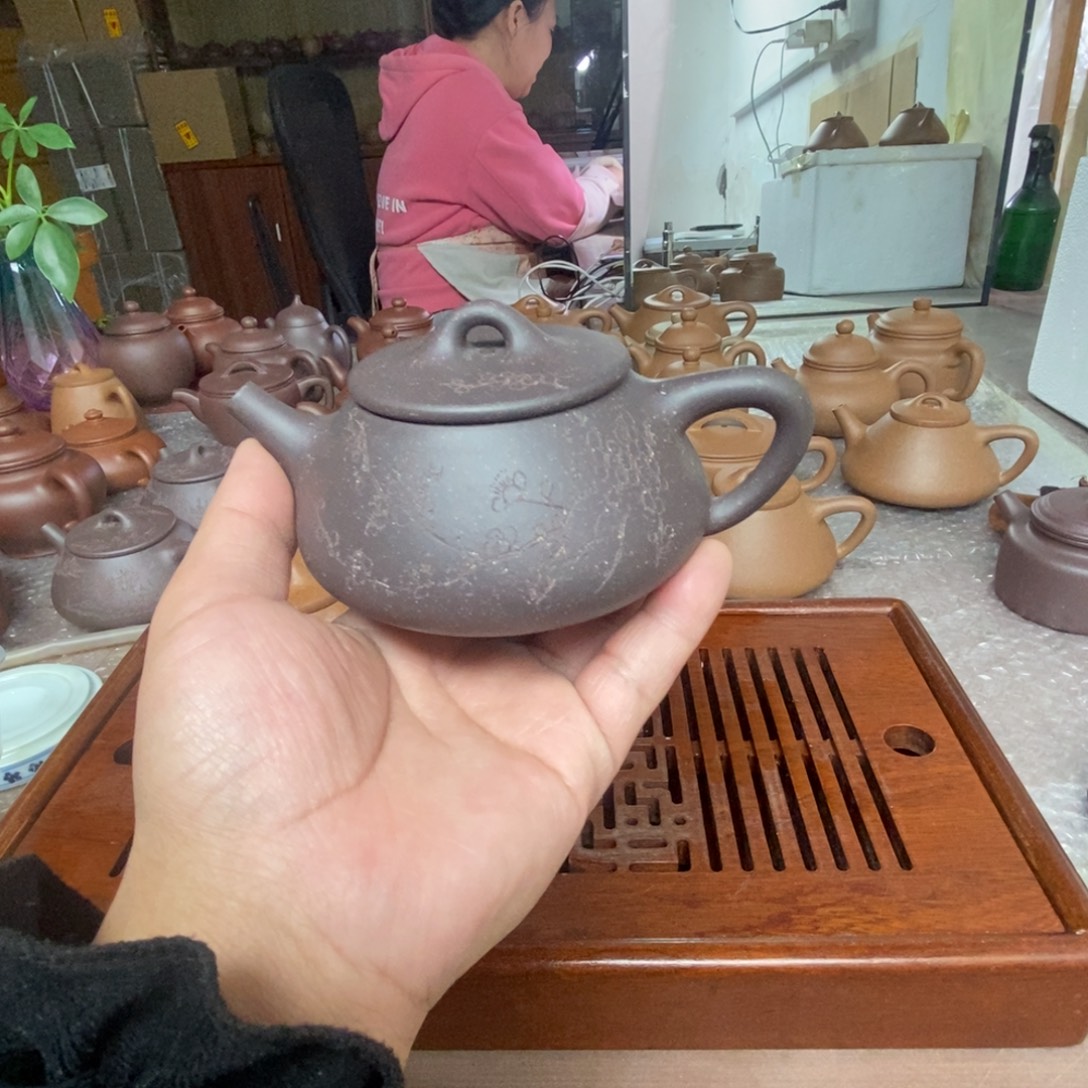 有***福紫砂茶壶青灰紫泥零添加石瓢壶170cc瑕疵