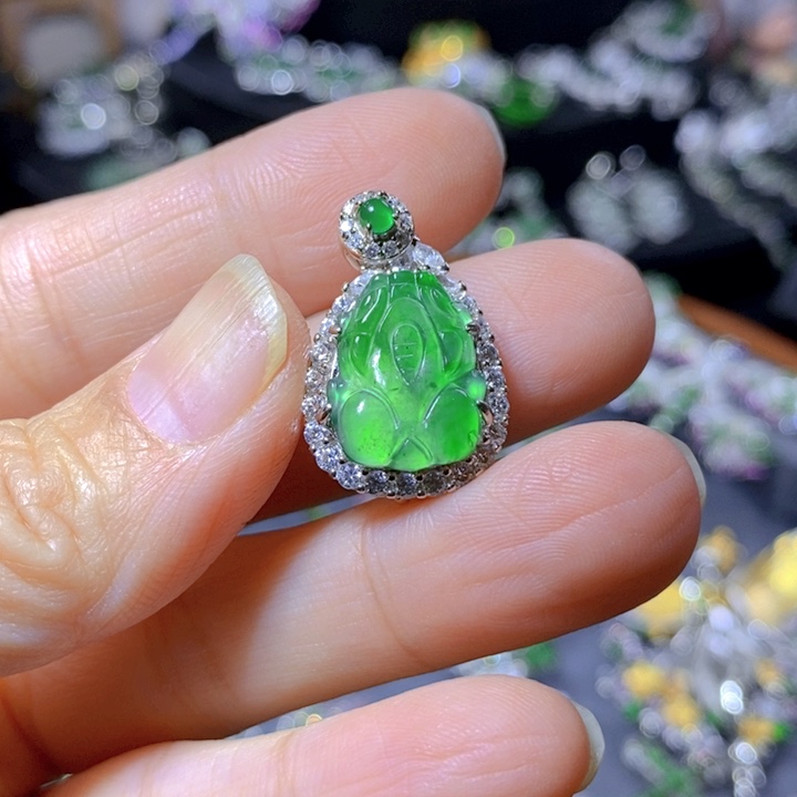 翡翠戒指银S925镶嵌天然翡翠