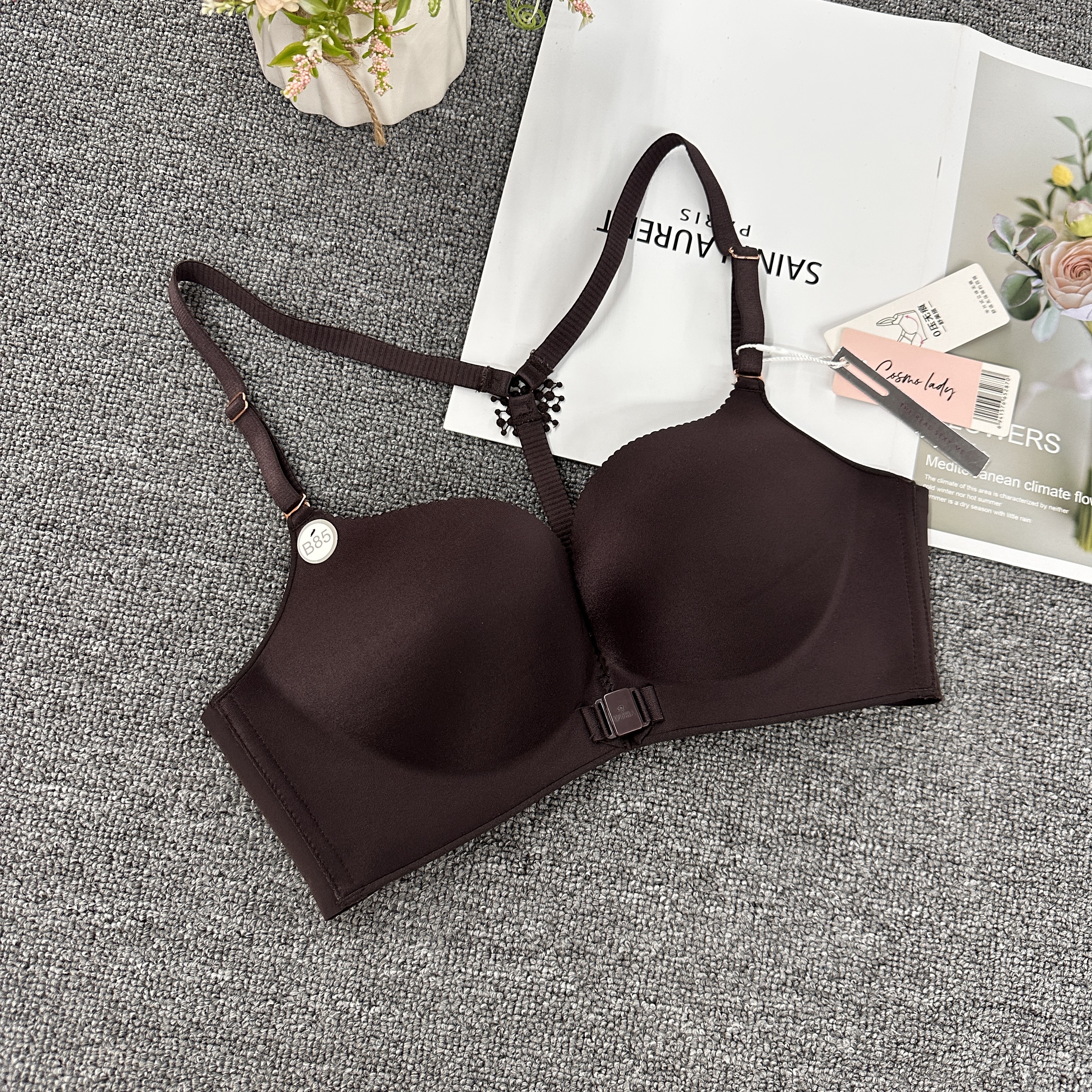 9424#内衣女无钢圈性感美背聚拢前扣式防下垂中厚文胸