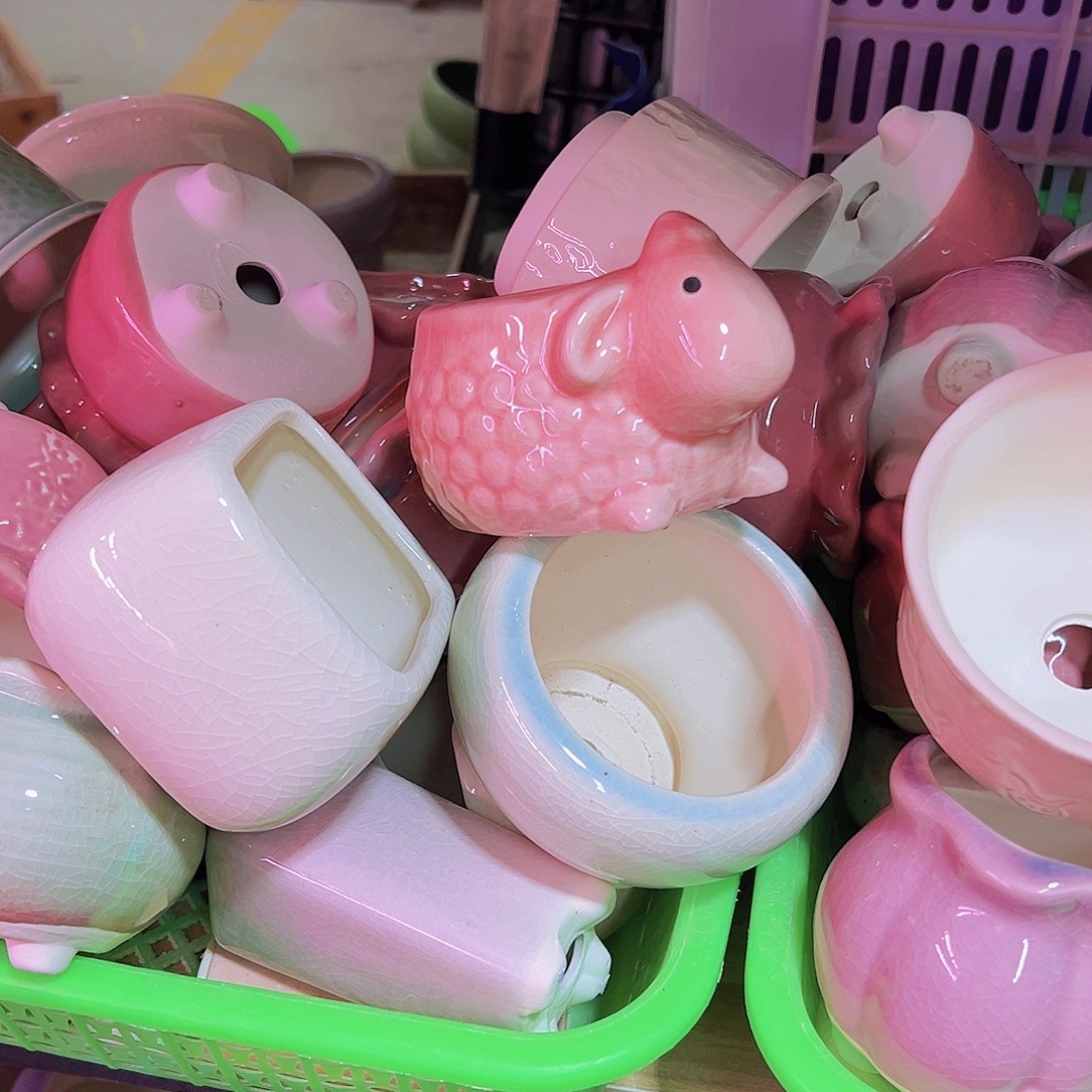 陶瓷花盆当场凑满12包邮随机瑕疵4个