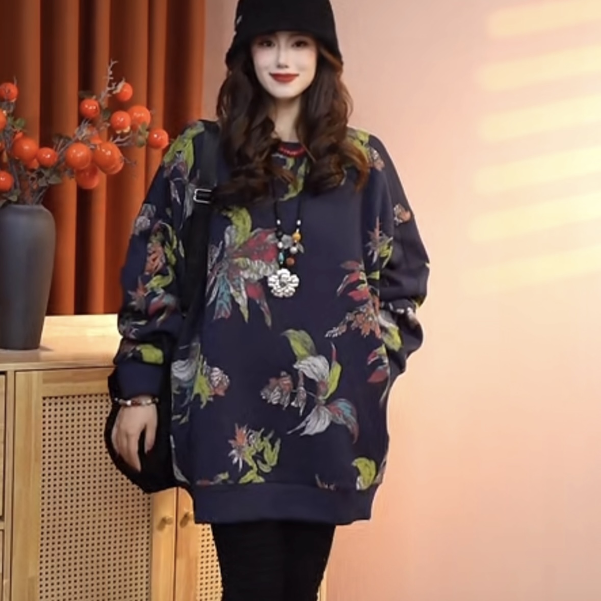 【·常青树·乔一推荐】2025秋新花色复古宽松圆领长袖卫衣80153