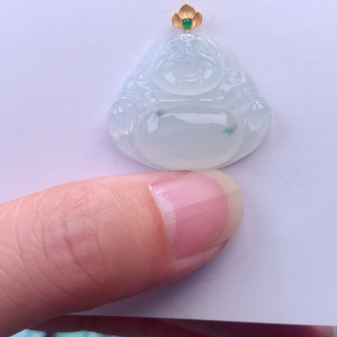 翡翠吊坠(不含链)18K金镶嵌