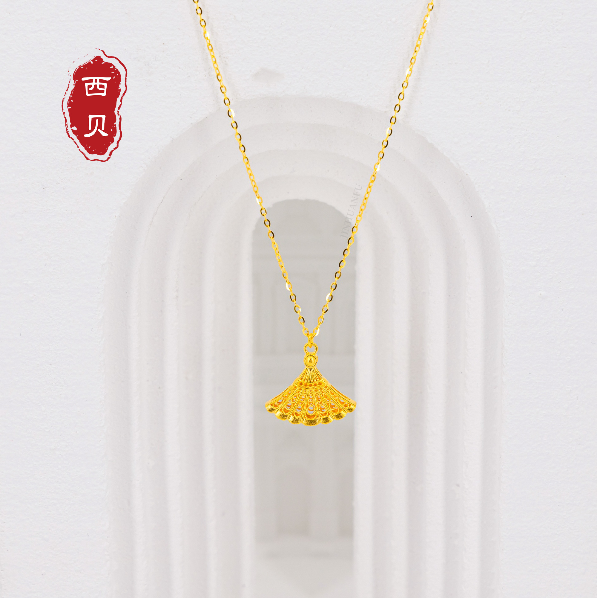 坠链均足银 孔雀开屏套链 厚包金工艺 气质轻奢时尚百搭