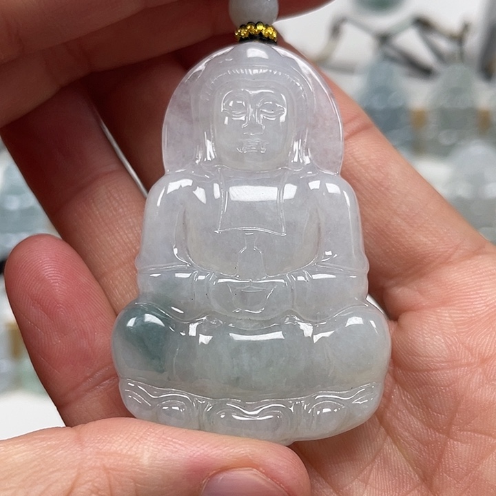 翡翠未镶嵌颈饰天然缅甸翡翠A货观音31号