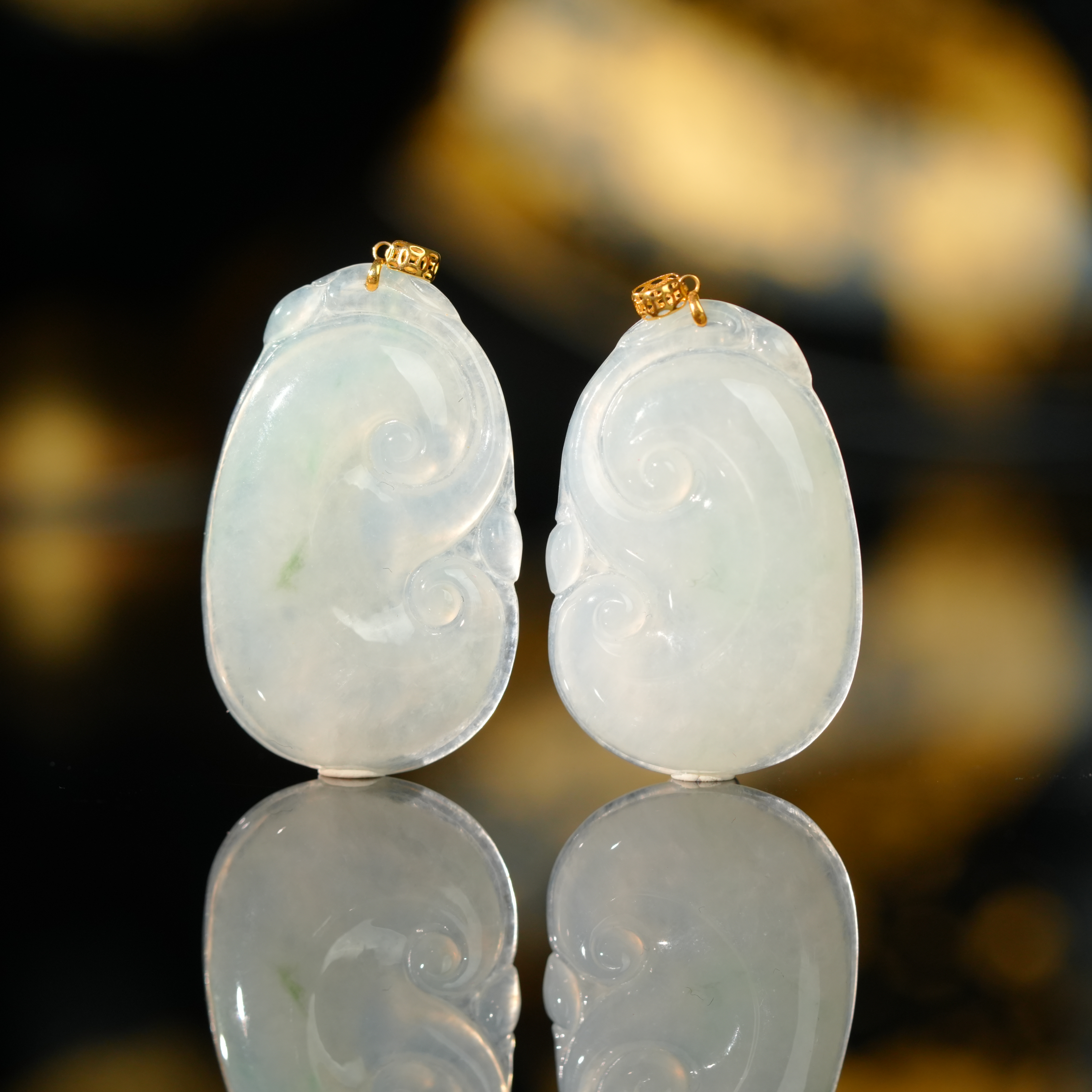 【初见珠宝】18K金翡翠如意吊坠26-1C380X31【多样性发一件】