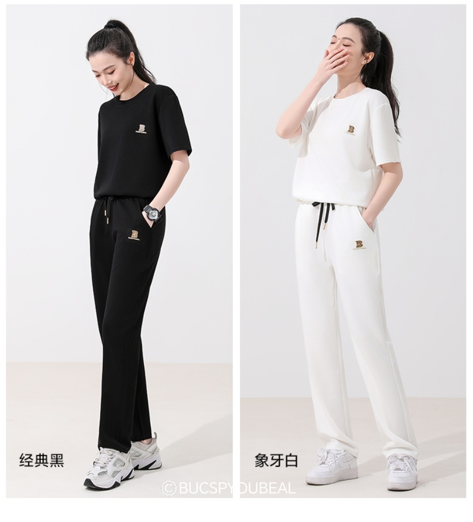 男女同款休闲运动卫裤潮流时尚松紧腰空气层