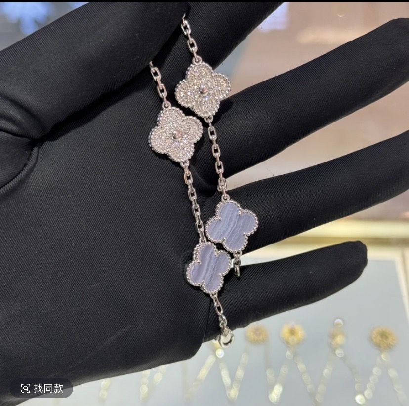 【金诚珠宝】 紫隔钻五花手链 K白金 ～13克左右  48h鉴赏期