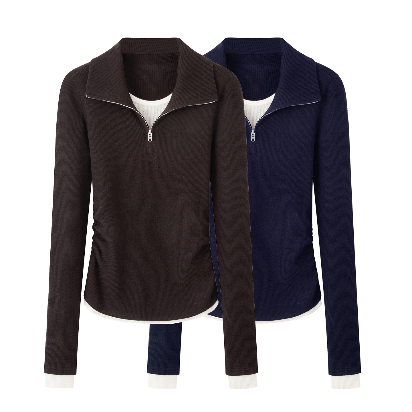 【INS风】艾家-针织衫女2025秋冬装新款修身百搭显瘦假两件上衣4115