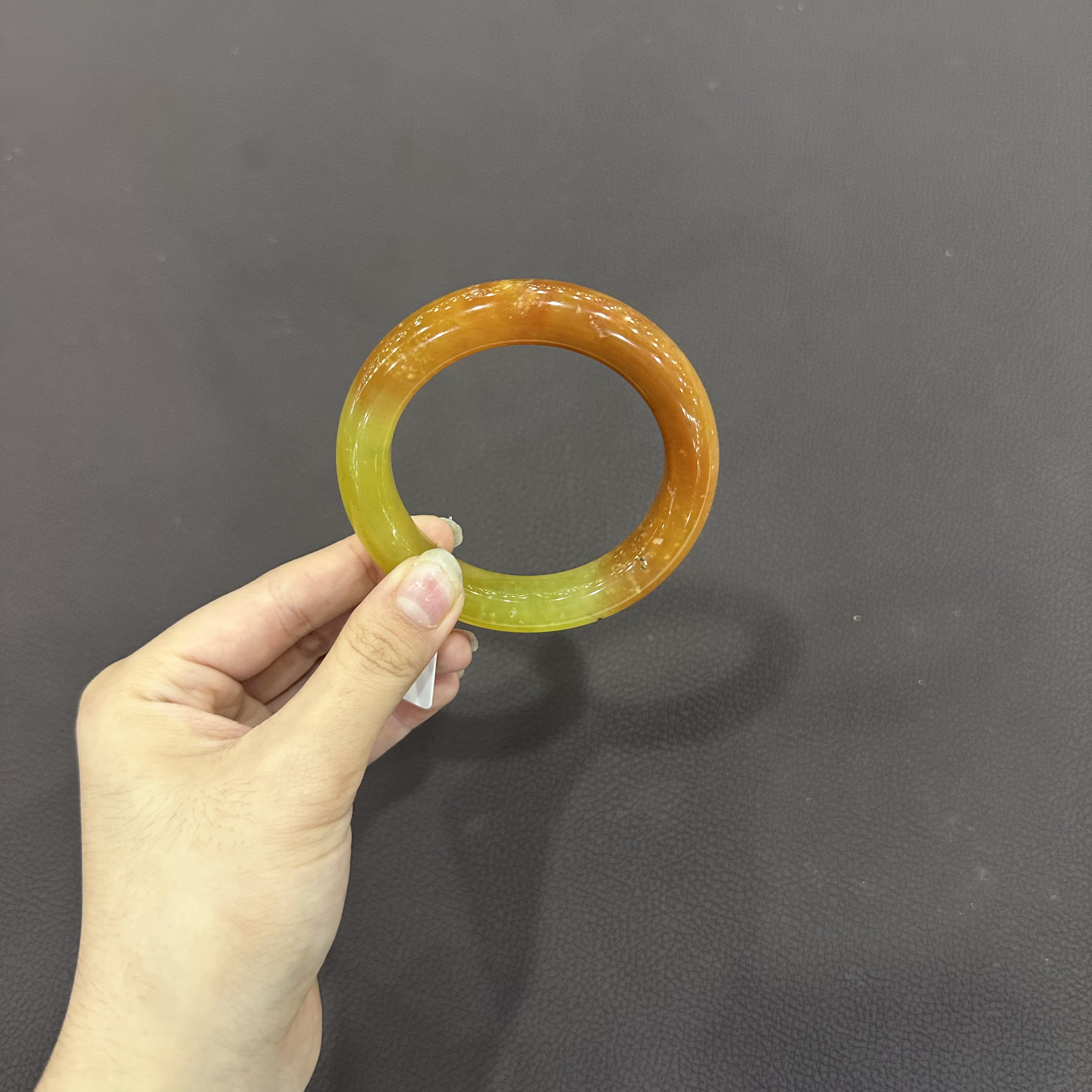 天然岫玉一抹红圈口58+宽13 + 厚11+