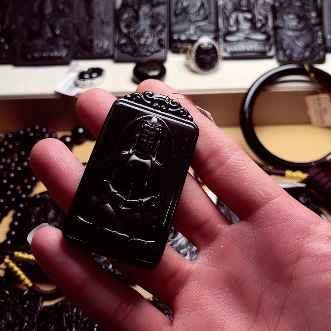 天然缅科a货 钢琴黑 观音a273