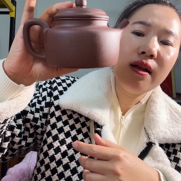 紫砂茶壶紫泥底槽青德中450cc