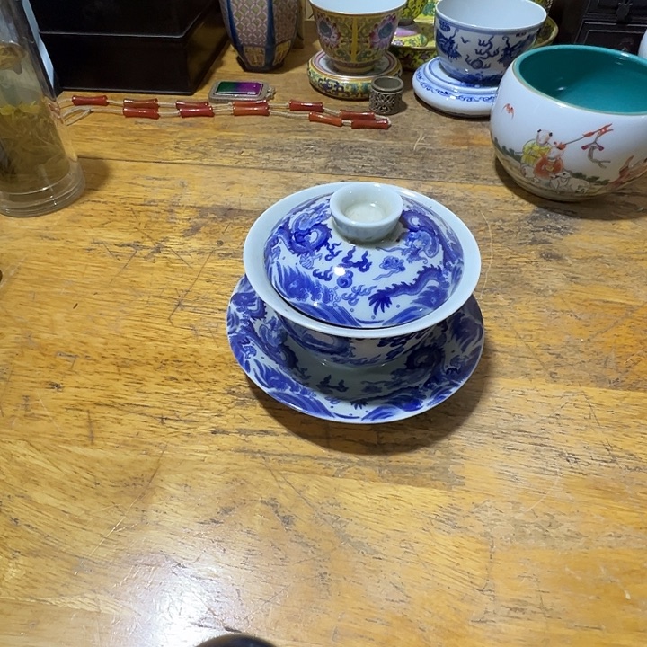 其他陶青龙纹盖碗