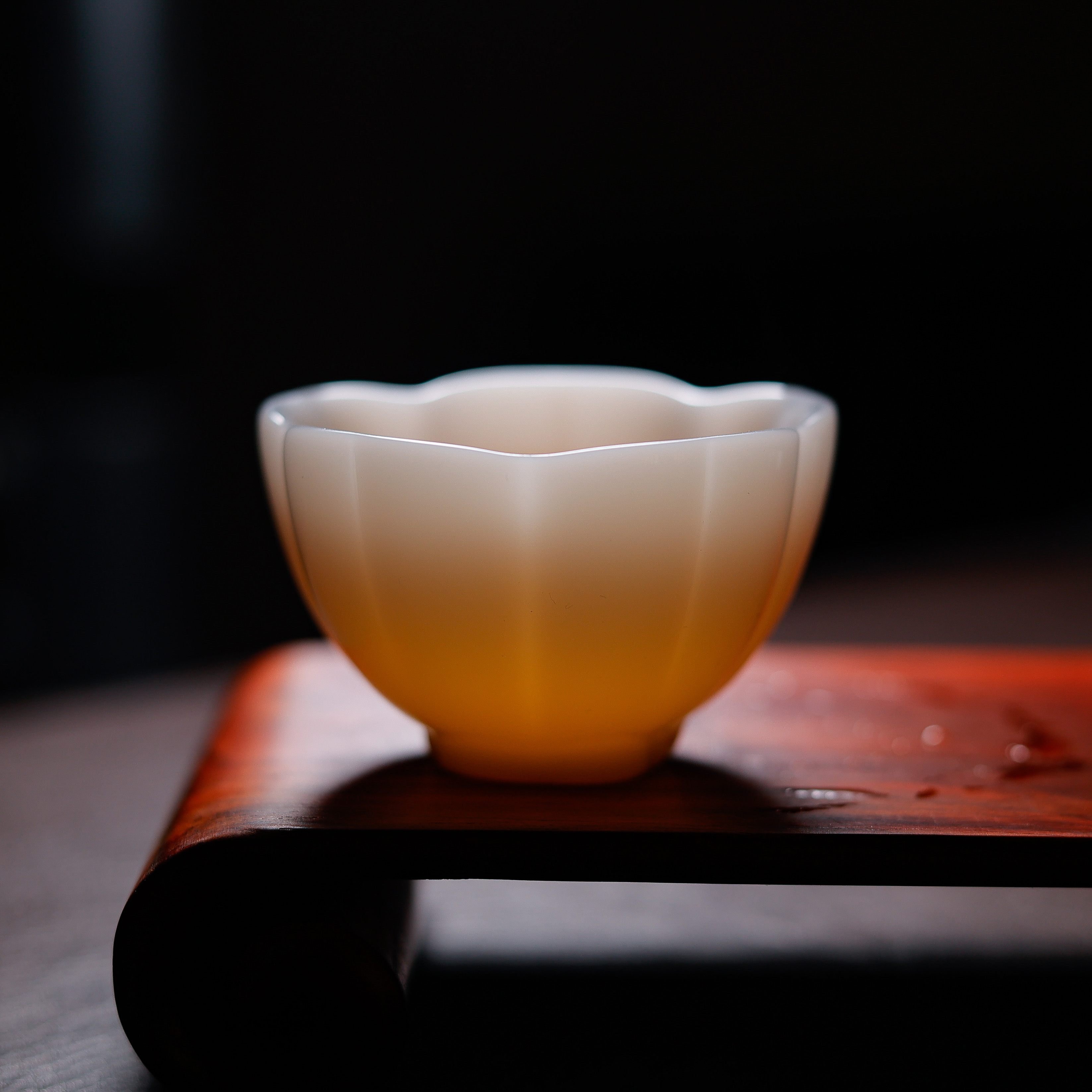 郭志保系列/羊脂玉/大号青瓷创意陶瓷莲瓣杯/单个茶具茶杯家用