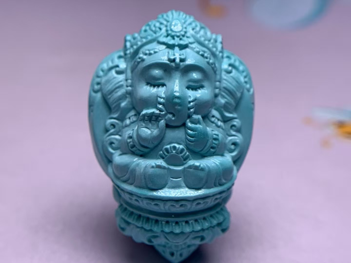 湖北十堰天然原矿绿松石象神吊坠文玩配饰珠宝玉石