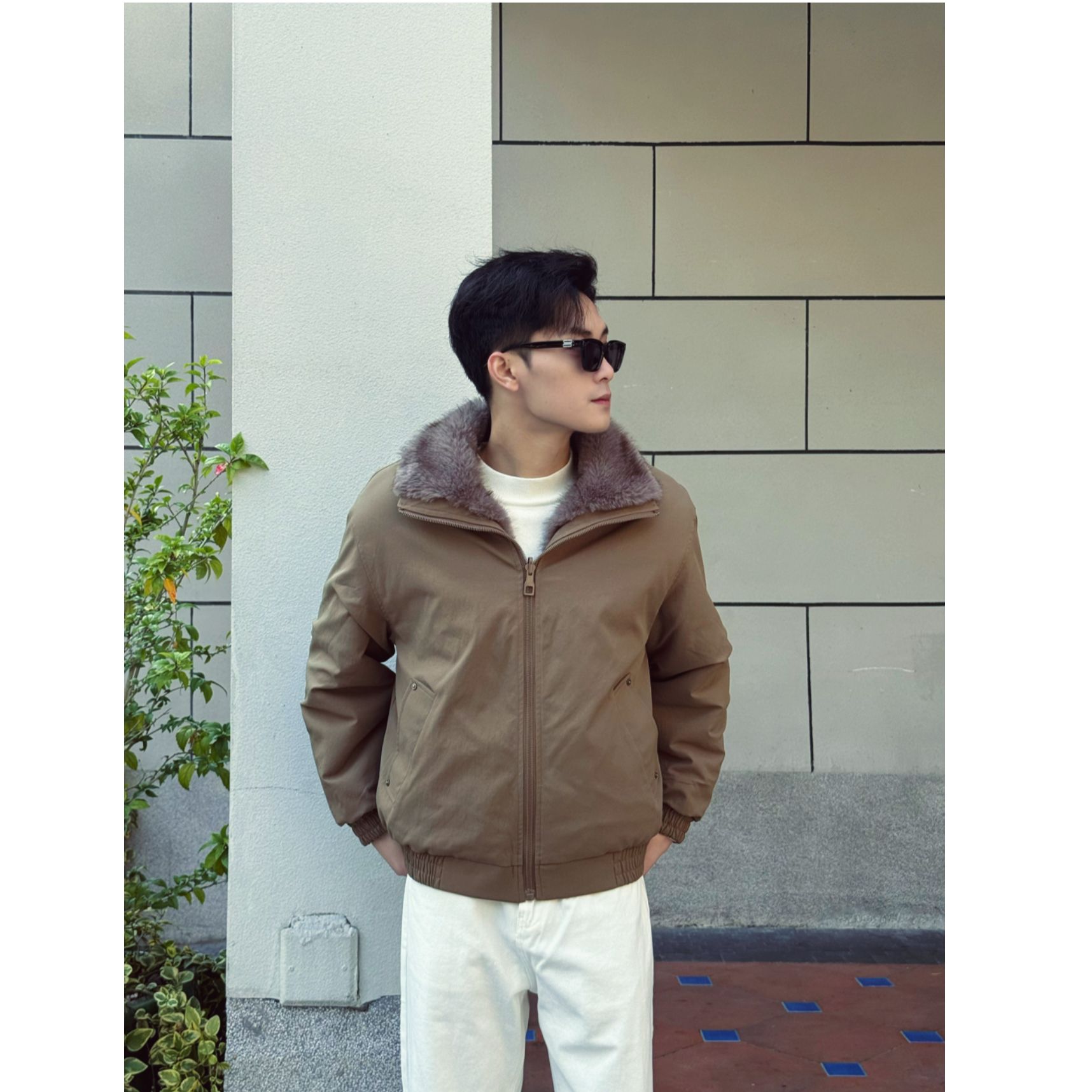 【花开男装】冬季新款可翻可立俩面穿座山雕重磅防貂毛夹克外套#824