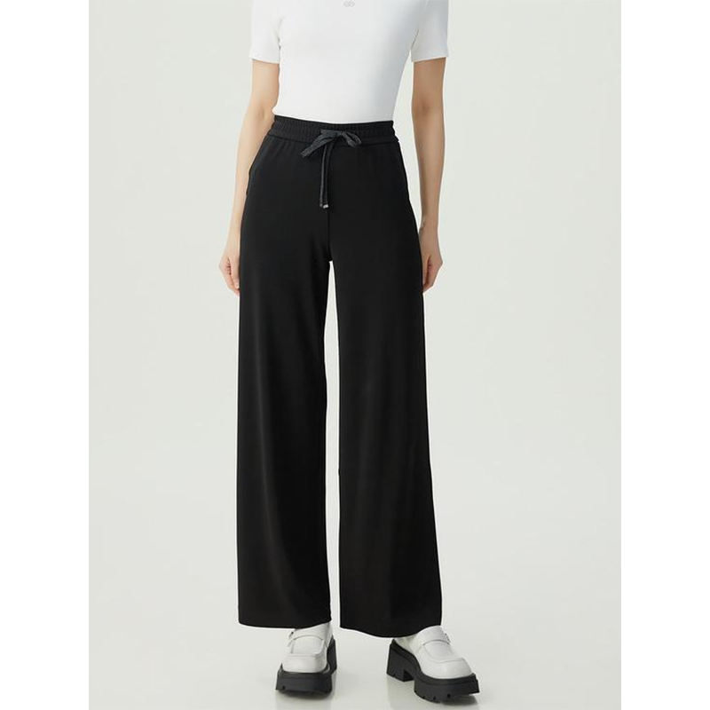 GIRDEAR/哥弟夏季洋气时尚百搭休闲印花松紧垂感阔腿裤1100408