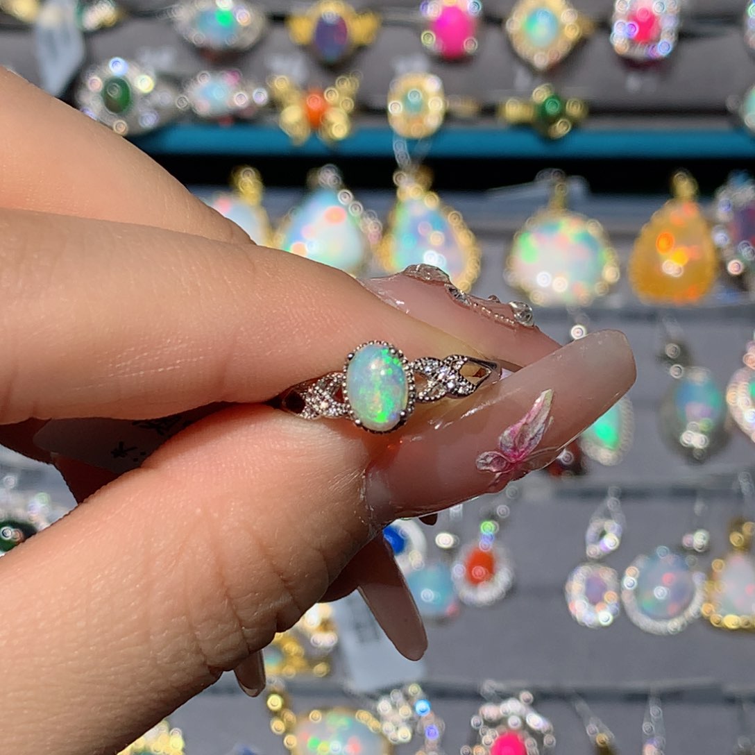 欧泊福利戒指银S925镶嵌