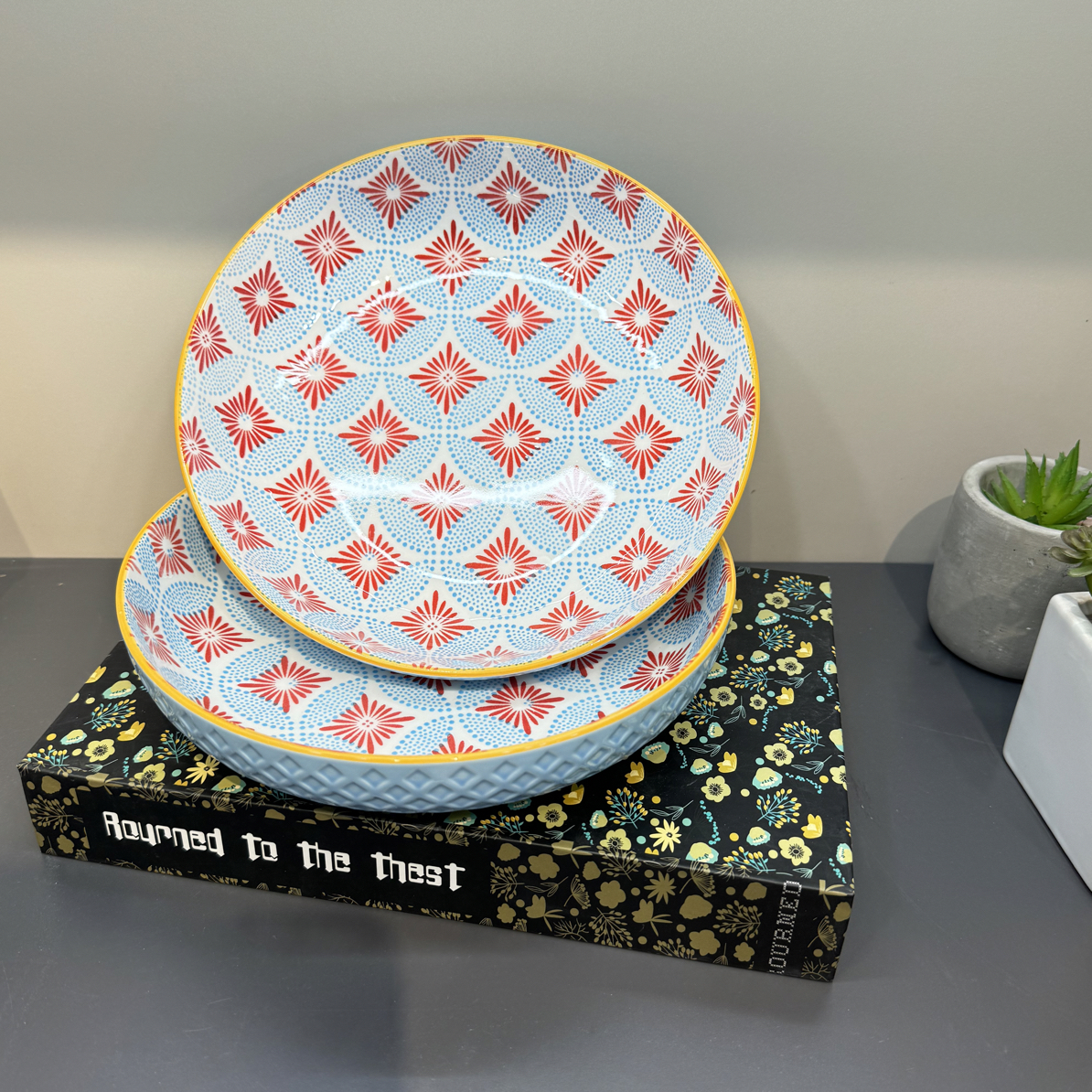 波西米亚系列餐盘几何设计釉下彩8英寸ins风四色可选清新优雅