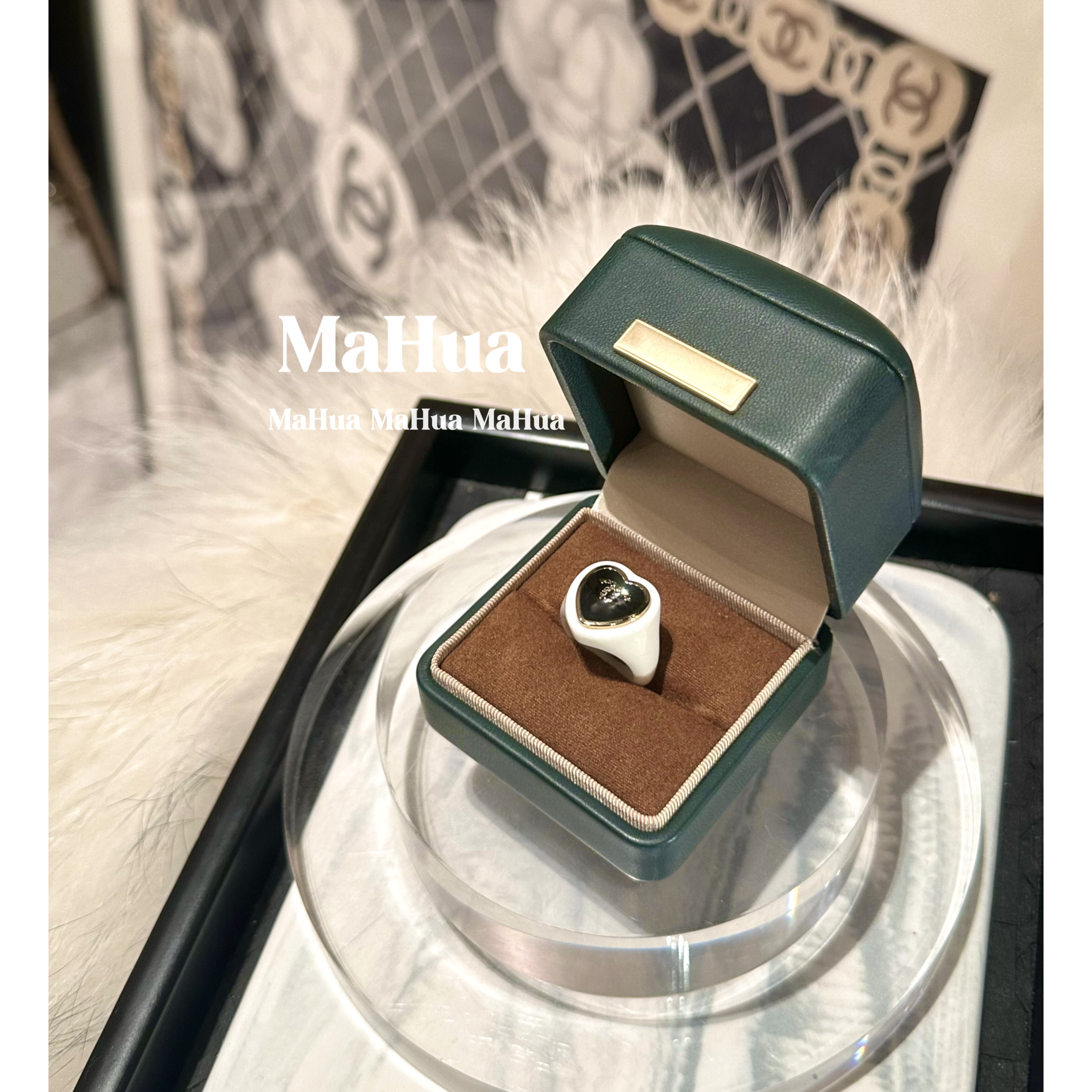 铜合金戒指 P2061 白色爱心戒指