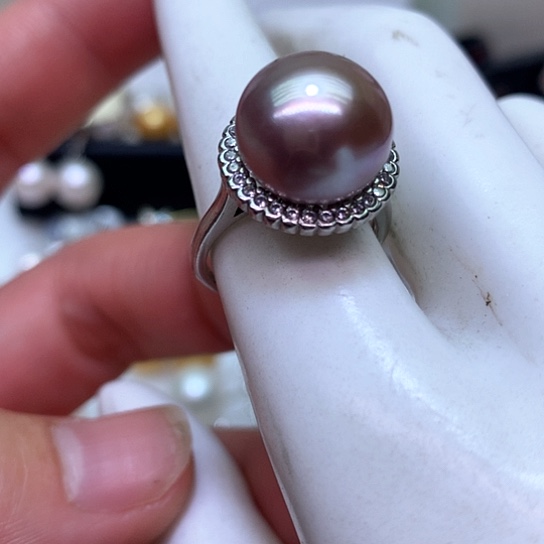 淡水珍珠耳饰银S925镶嵌