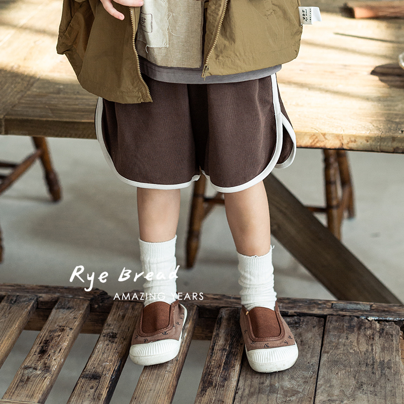 ryebread/黑面包童装 韩系撞色拼接女小童中裤休闲短裤4夏玲玲