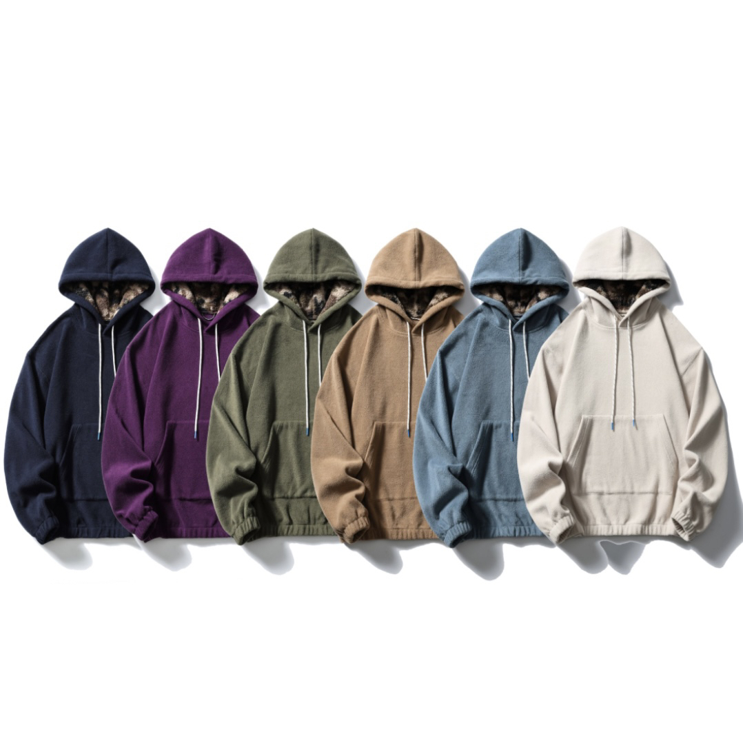 重磅登山绒连帽宽松纯色帽衫LW8307