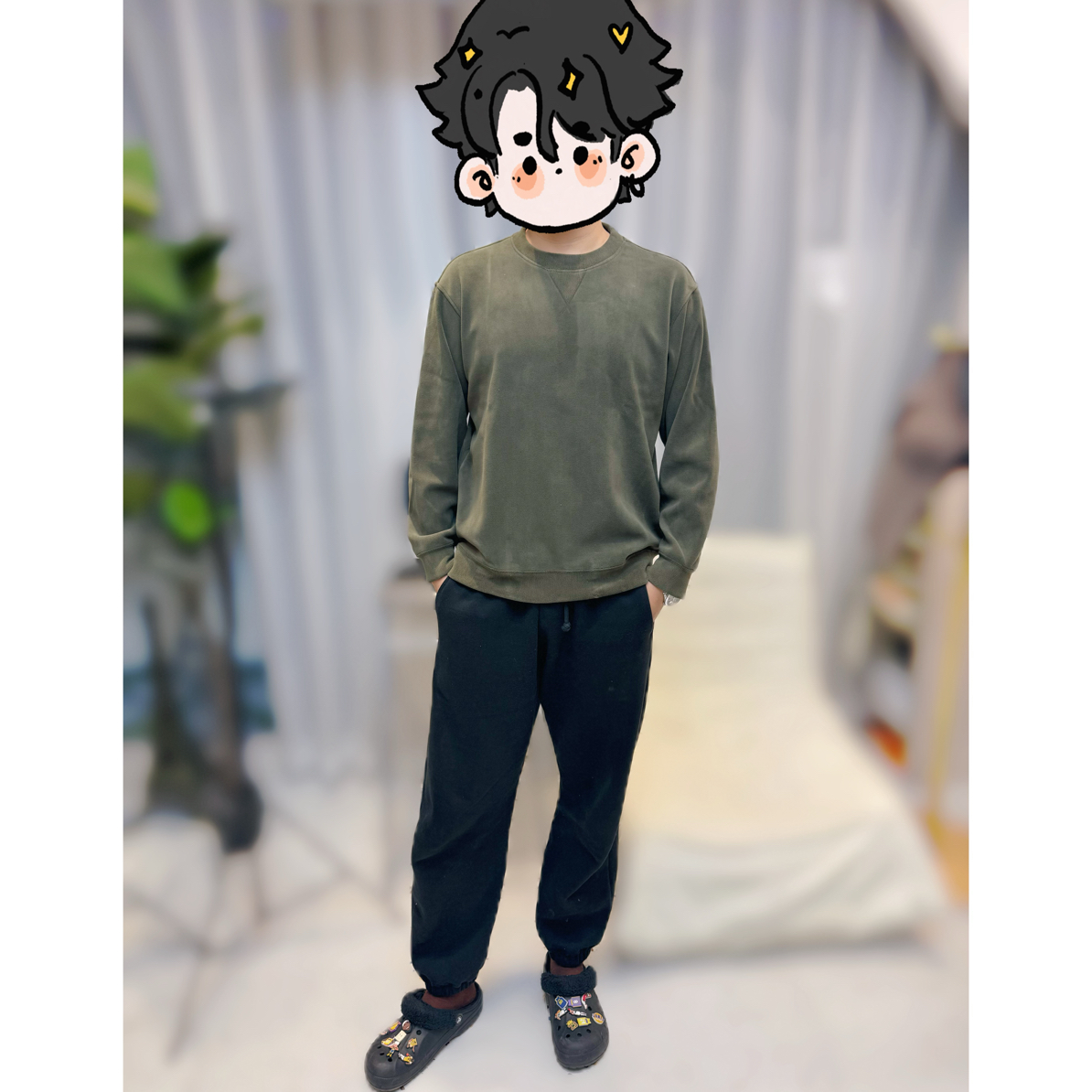 【高端奥粒绒】冬季加厚圆领纯色保暖抗寒卫衣打底衫男～