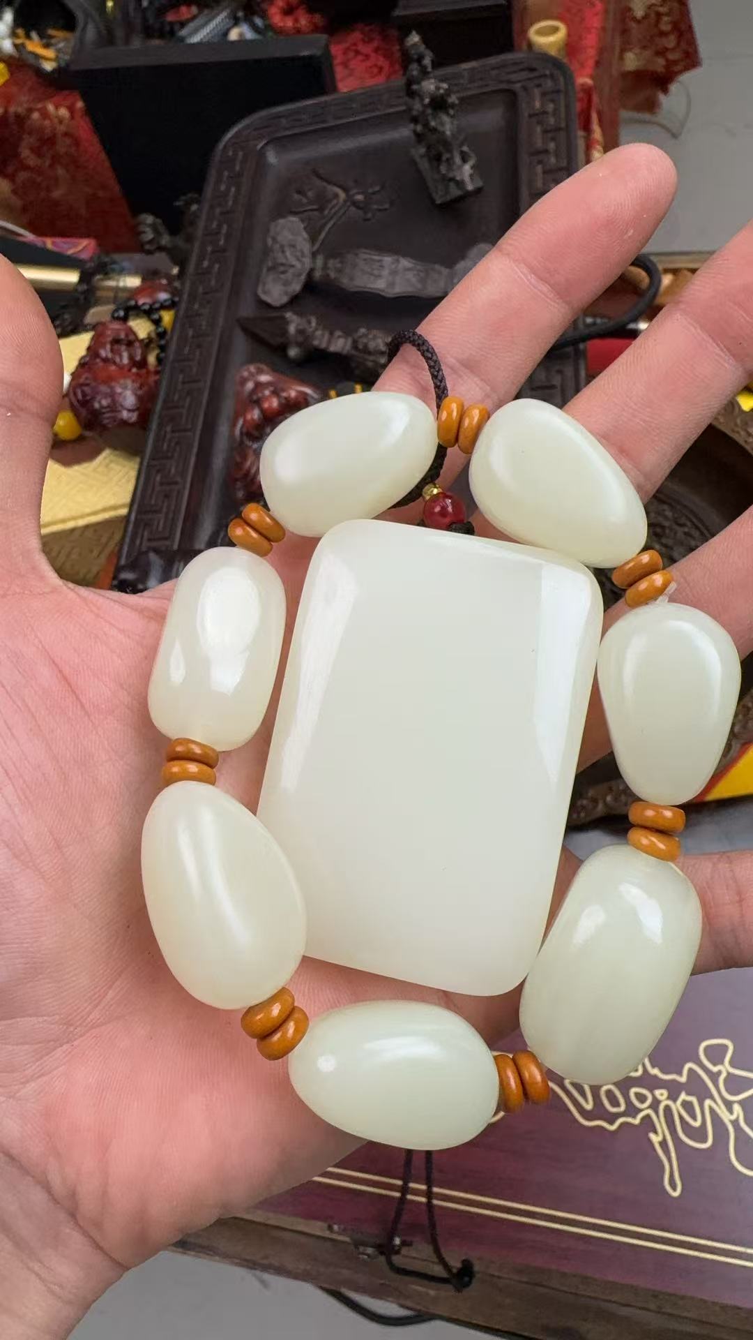 【闪购商品】和田玉无事牌+手串
