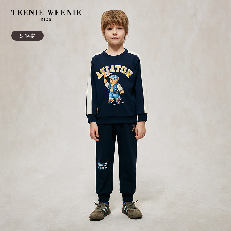 《奥莱》TeenieWeenieKids小熊童装印花舒适束脚长卫裤TKTM244901K