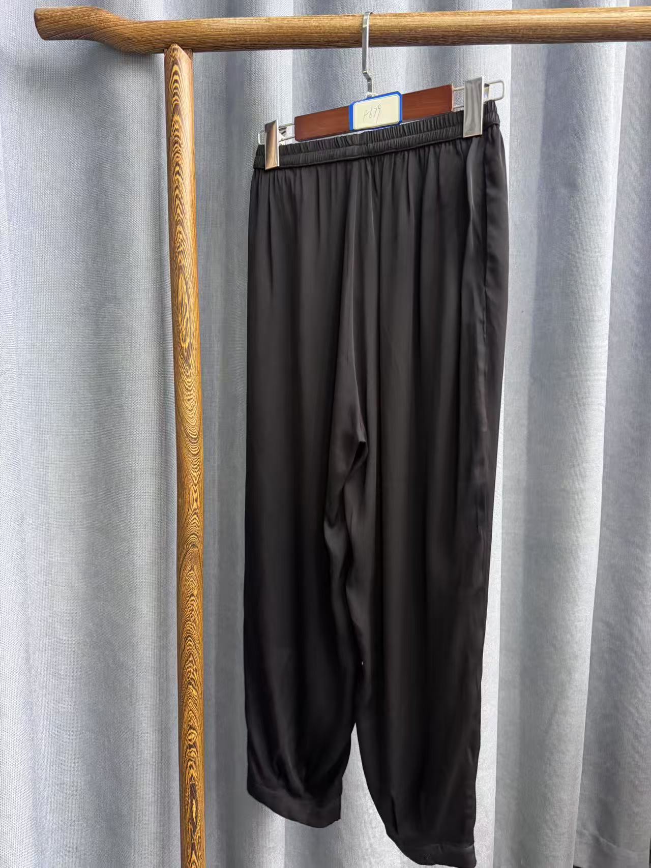 （瑕疵）夏季新款简约百搭宽松桑蚕丝长裤女f679