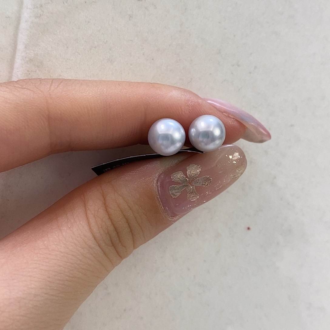 银S925镶嵌海水珍珠耳钉