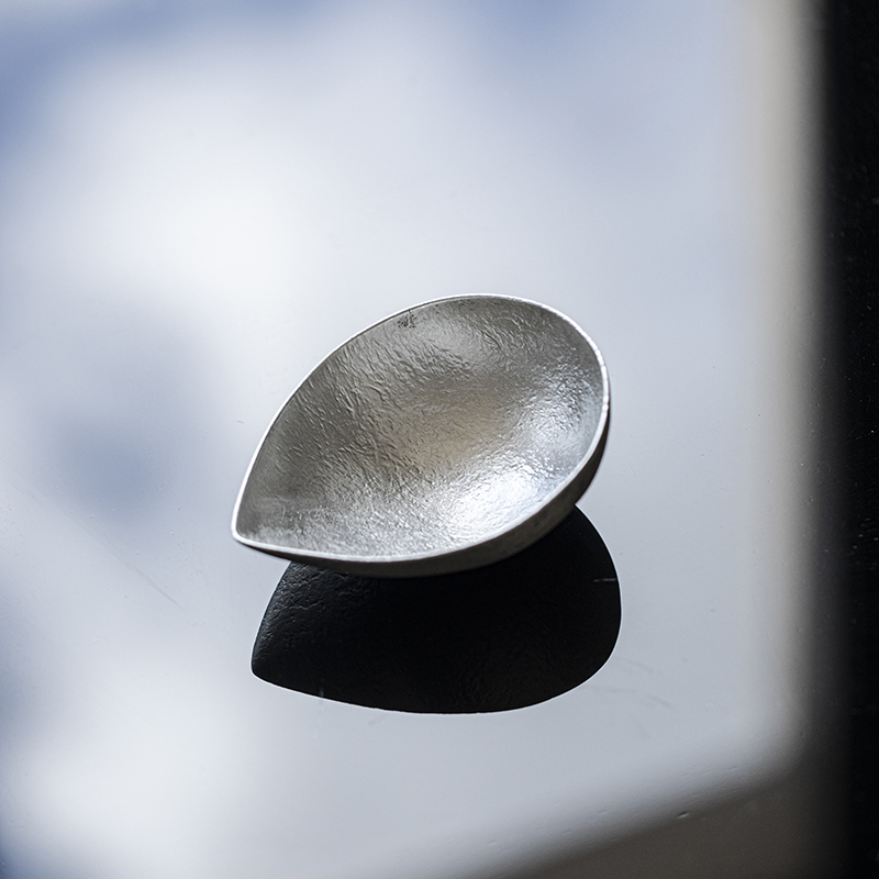 （阿萌茶事）纯锡手工小茶则锤纹