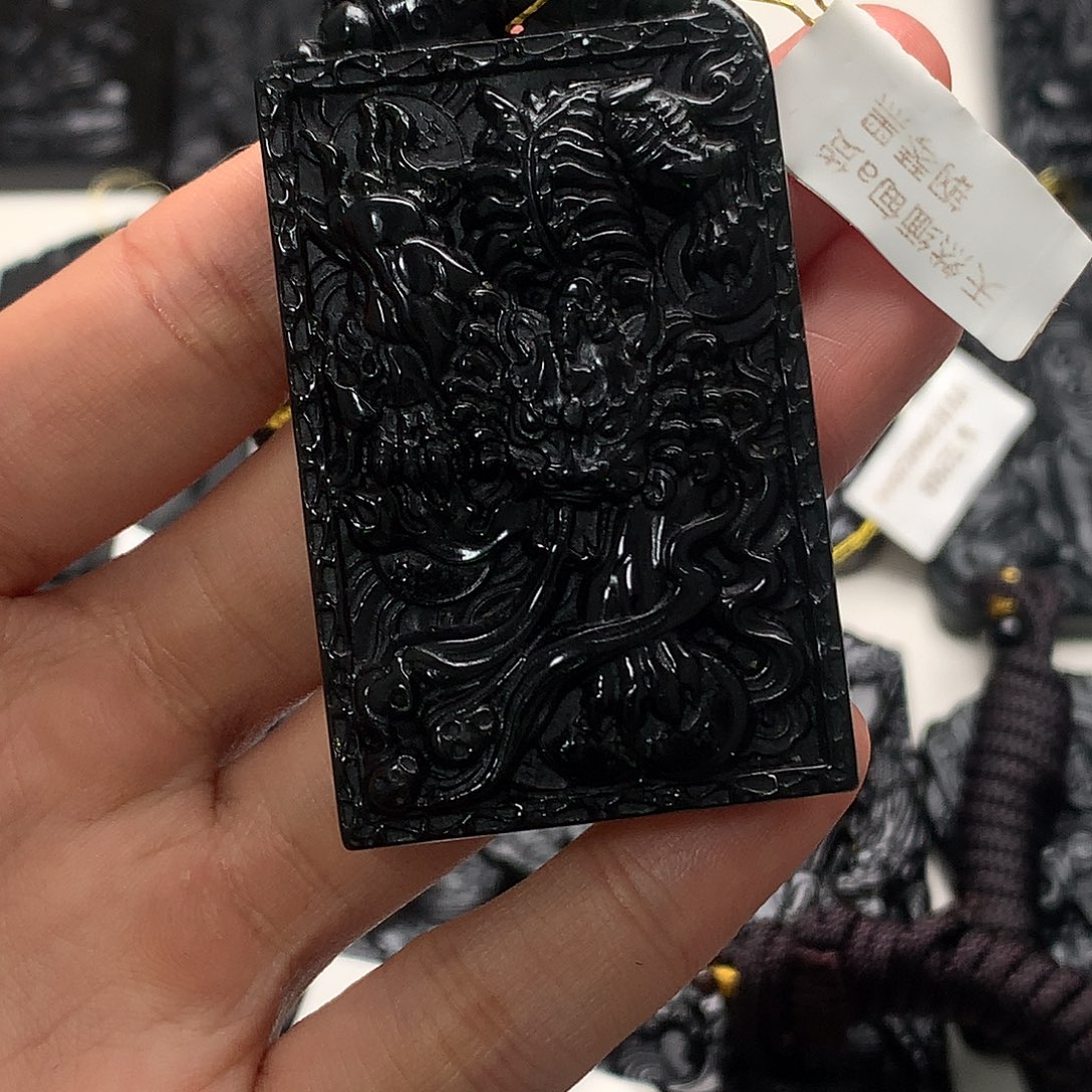 天然缅甸a货钢琴黑挂件