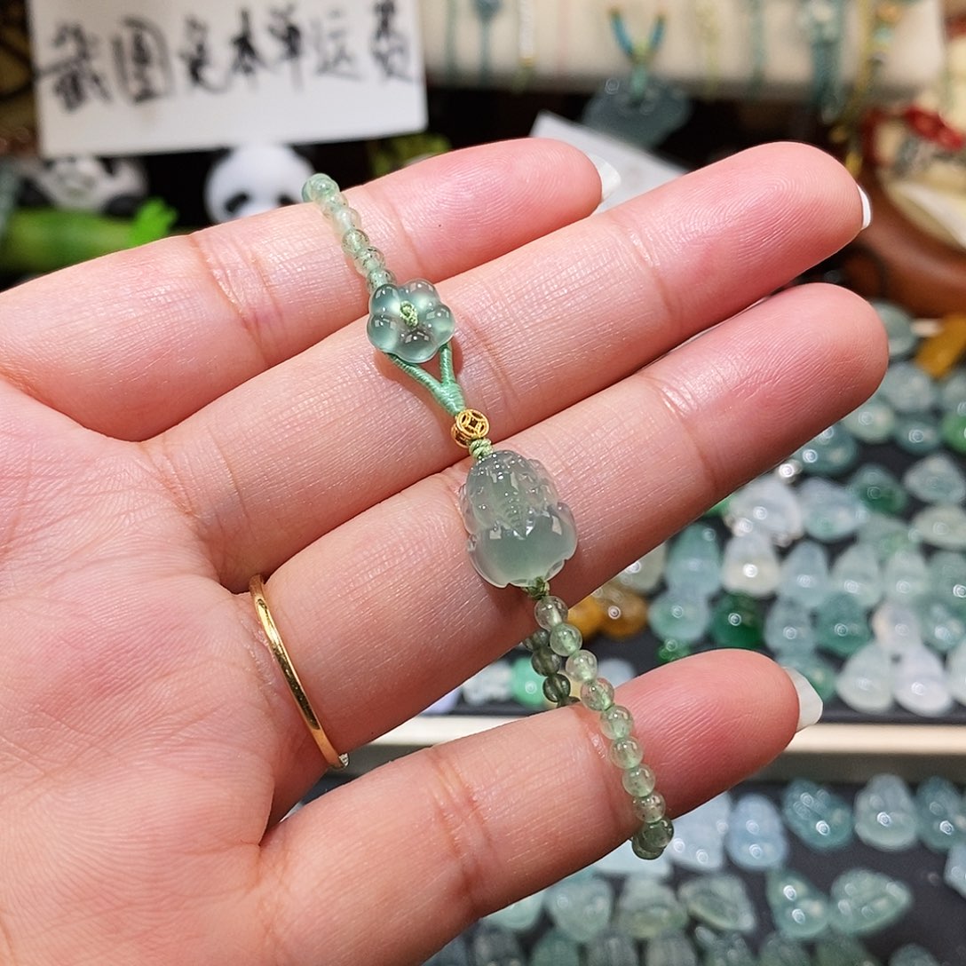 翡翠未镶嵌颈饰冰种貔貅小花手链16