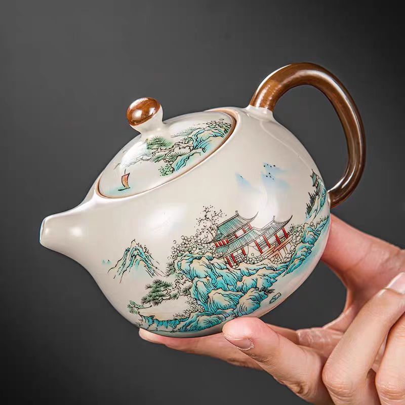 G1180-汝窑世外桃源西施壶GS