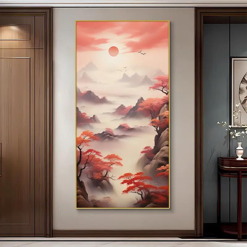 鸿运当头入户玄关装饰画新中式走廊过道挂画高级感国风韵味风景画