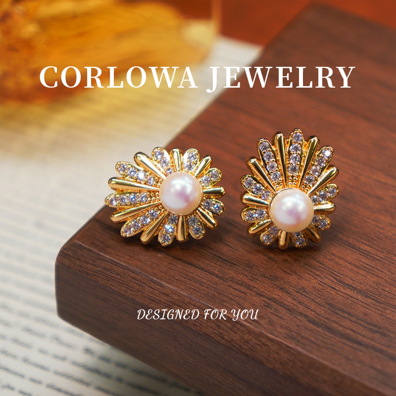 925银针饰品【煦色韶光】镀K金 C0457 原创法式轻奢时尚限定耳钉