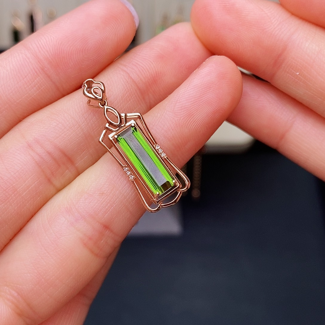 碧玺吊坠碧玺18K金镶嵌