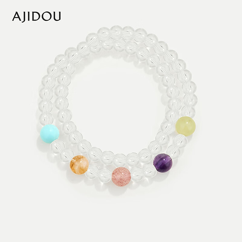 AJIDOU阿吉豆时尚叠戴紫水晶串珠手链