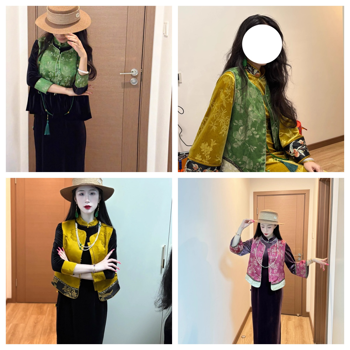 LHMknk1画报夫人原创自制中式缎面拼接马甲合集