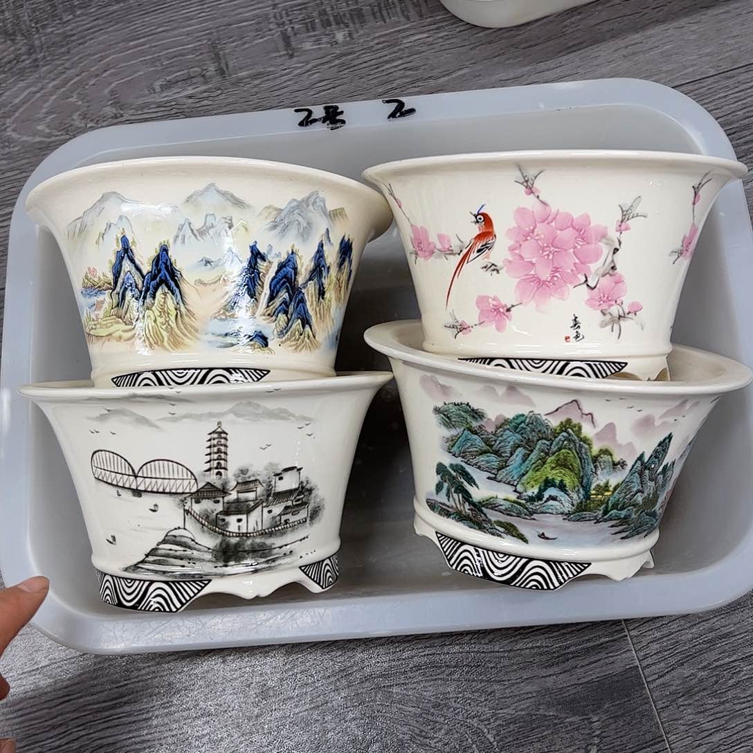 紫砂花盆2号瑕疵4个15/8cm