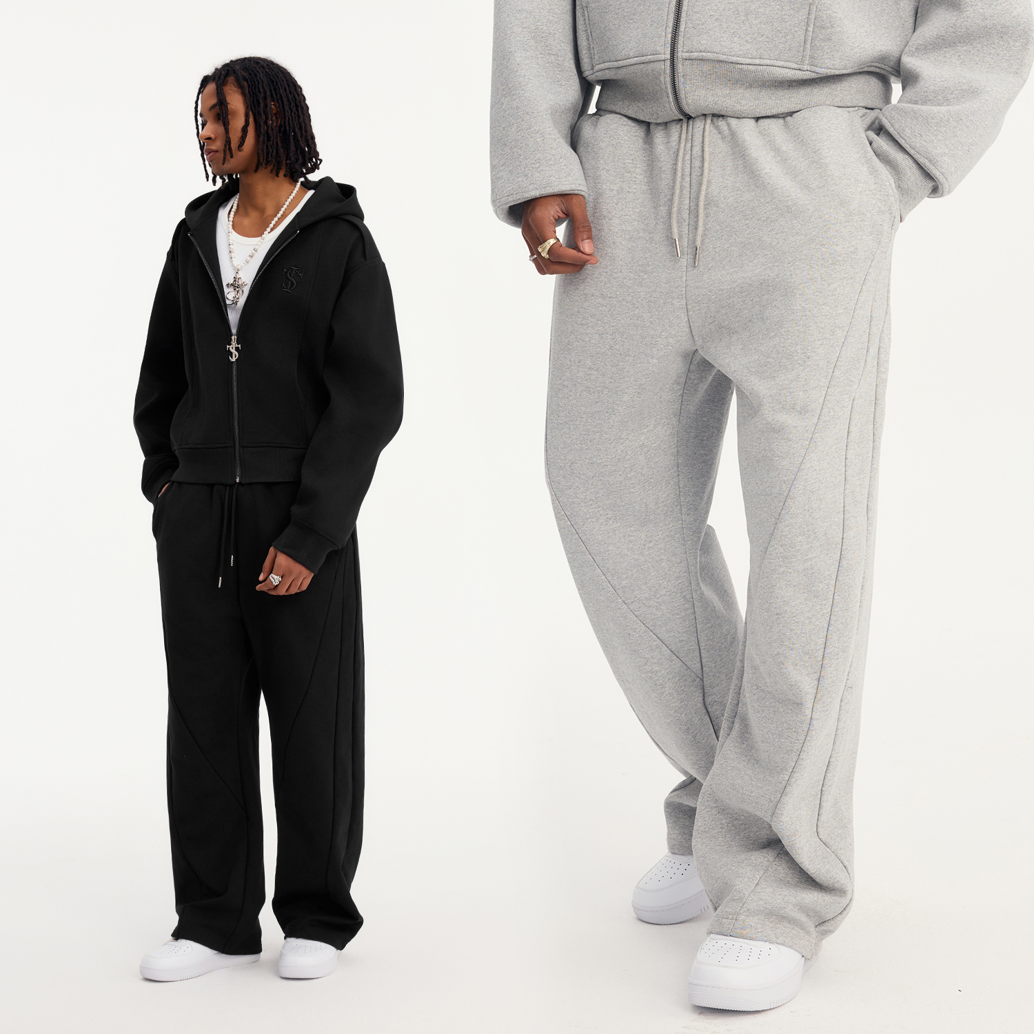 STK SmallTown Kid美式复古弯刀休闲裤直筒裤宽松针织卫裤男女款