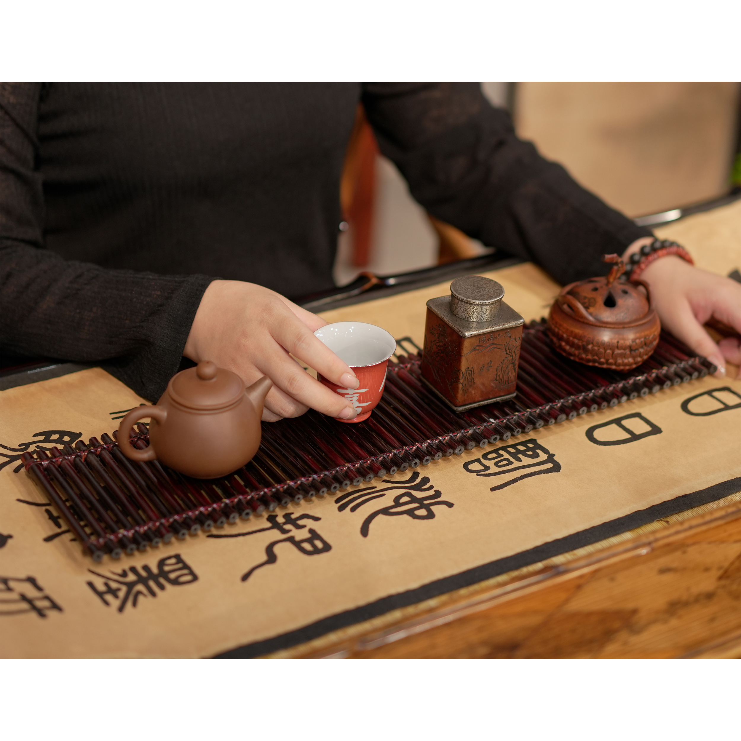 纯手工紫竹茶盘小竹竿竹排天然编织隔热垫干泡台茶杯垫茶垫茶壶托